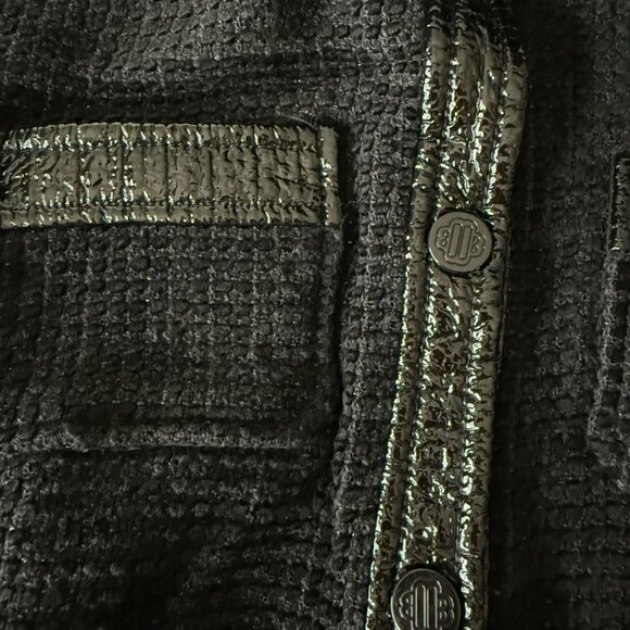 Maje Rinili contrast-trim mini shirtdress in black cotton-blend bouclé-tweed, XS - Picture 10 of 16